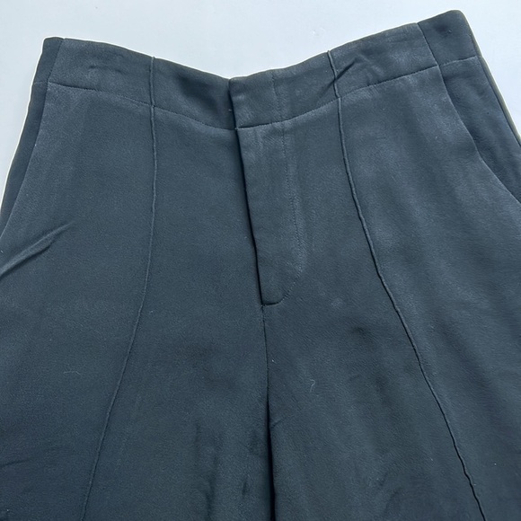 ALEXIS Black Wide Leg Culottes Crop Pant Pockets Heavyweight Designer Sz M - Picture 3 of 13